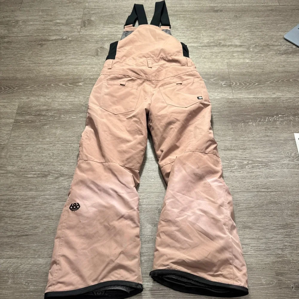 686 Bib Pants Girls Small Pink Sierra Insulated Performance Snowboard Ski Youth